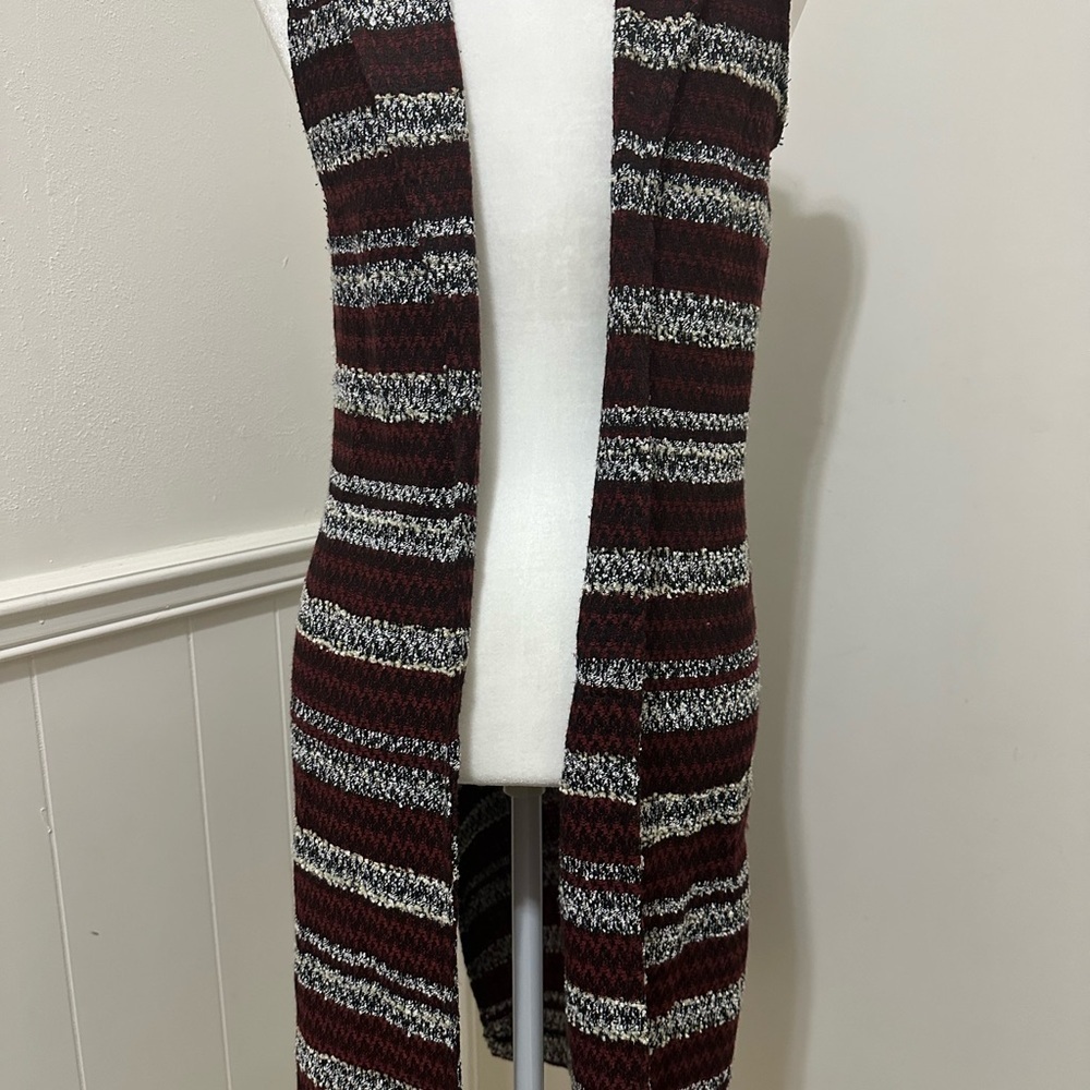 BCBGeneration Womens Metallic Tweed Long Side Split Vest Black Red Size Medium